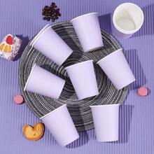 10/20/40个装，浅紫色纯色一次性纸杯，9盎司冷热饮杯，茶杯和咖啡杯，纯色派对杯，适合儿童和成人在生日、野餐、婚礼、婴儿派对、办公室、餐厅和其他场合使用，深色派对用品 - 淡紫色 - 查看 4