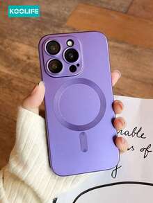 1pc Koolife Magnetic Wireless Charging Magsafe Soft Silicone Phone Case, Ultra-Thin Matte Finish, Anti-Drop Metal Coating, Full Camera Protection, One-Piece Button Design, Compatible With IPhone 17 ProMax/17/17 Pro/17 Air/11/12/12 Pro/12 ProMax/13/13 Pro/13 ProMax/14/14 Plus/14 Pro/14 ProMax/15/15 Pro/15 Plus/15 ProMax/16/16 Pro/16 Plus/16 ProMax - Purple - View 3