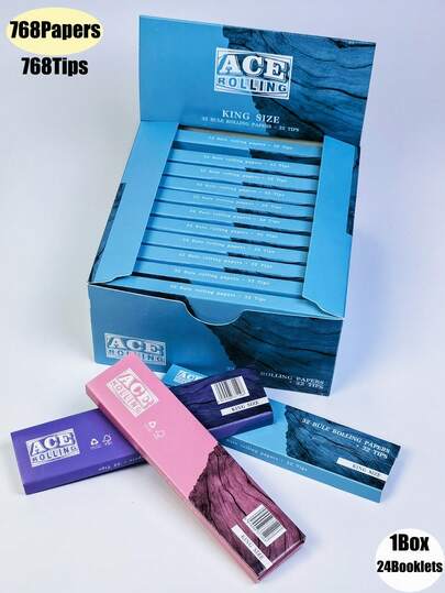 768Papers/768Tips-24Booklets Purple Cigarette Rolling Papers+768-Disposable Filter Tips/1Box 110mm 32 Sheets + 32 Sheets/Booklet Disposable Filter Tips + Handmade Rolling Paper Accessories-Unbleached Rolling Papers- Natural Gum Arabic Rolling Paper-110MM Rolling Paper-Classic Extra-Thin Cigarette Paper Burns Smoothly.Christmas Gifts, Halloween Gifts, Various Birthday Gifts.