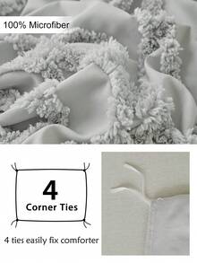 2/3pcs Grey Rose Tufted Jacquard Polyester Duvet Cover Set, Modern Luxury Bedding Set Suitable For All Seasons, Soft & Breathable, Machine Washable, Available In Large & Extra Large Sizes, With Zipper Closure (1 Duvet Cover + 1/2 Pillowcases, Excludes Filling) - Light Grey - View 6