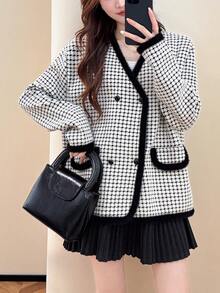 Alicedudu Women's Spring Knitted Elegant Casual Soft V-Neck Cardigan Sweater - Black - View 3