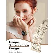 Wearlizer Metal Band Compatible With Samsung Galaxy Watch 7 6 5 4 FE Active 2 40mm 44mm/Watch 6 4 Classic 43mm 47mm 42mm 46mm/Watch 5 Pro 45mm Bands, 20mm Dressy Stainless Steel Chain Strap Women,ChampagneGold - 香檳金 - 查看 3