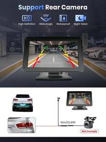 7-Inch High Definition Portable In-Car Stereo Touchscreen, Compatible With All Vehicle Models, Supports Apple CarPlay And Android Auto, Features Mirror Link/Reverse Camera/Bluetooth/GPS Navigation/AUX Interface - A - 查看 2