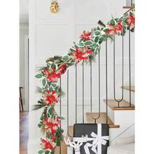 Tissting Guirnaldas Colgantes de Vacaciones 200 cm 78.74in Vine de Navidad Artificial con Bayas Rojas guirnaldas navideñas para Chimenea de Vacaciones Decoraciones de Mesa - Oro rojo - Ver 7