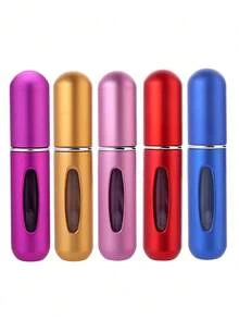 1 Piece 5ml Aluminum Perfume Mini Bottle, Bottom Press Type, Reusable Perfume Spray Bottle, Similar To Lipstick Shape, With A Visible Window, Portable For Travel And Air Travel - 彩色 - 查看 5