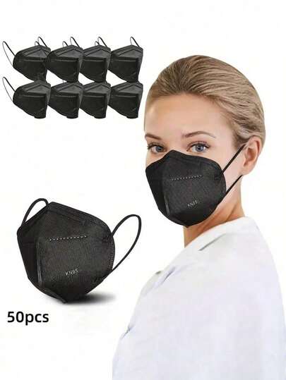 20/50 st KN95 ansiktsmasker, 5-lagers andningsbara engångs KN95-masker, svart färg, filtreringseffektivitet över 98 %, perfekt för hem, skola, kontor, utomhus och camping!