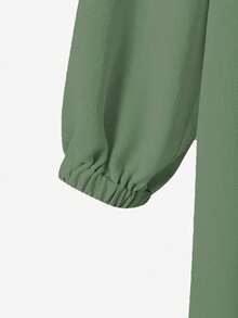 Women's Elegant Casual Solid Color Button Design Long Jacket With Lantern Sleeves And Wide Leg Pants Set, Fashionable Casual Cute Style Dress, Suitable For Spring, Summer, Autumn And Winter - Green - View 9