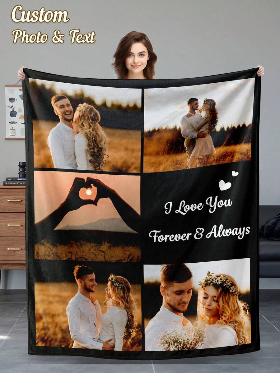 Custom Blankets, Personalized Photos And Text Gifts, Flannel Personalized Photo And Text/Name Blankets For Easter, Personalized Soft And Comfortable Blankets, Customized Special Photo And Text/Name As Graduation Gift, Class Of 2026, Mother's Day, Birthday Gifts, Family, Wedding, Souvenir Customized Blankets, Blankets Suitable For All Seasons, Washable, Machine Washable, Lightweight, Breathable, Comfortable, Warm, Comfortable Customization, Unique, 280gsm For Him, Her Personalized Ideal Gifts For Her, Him, Family, Boyfriend, Girlfriend, Father, Family, Mother, Lover, Daughter, Son, Grandfather, Grandmother, Friend, Classmate, Pet. Perfect Nap, Camping, Travel, Home, Daily Life, Office Decoration, Birthday, Anniversary, Valentine's Day, Thanksgiving, Christmas, Halloween, Father's Day, Wedding - Nhiều màu - Xem 1
