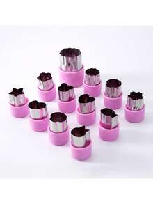 12pcs Stainless Steel Mini DIY Fruit Cookie Cutter Set, Vegetable Shaped Biscuit Mold, Cake Food Cutting Mold, Kitchen Tool, Mini Cookie Stamp, Suitable For Cookies, Mini Pies, Fondant, Vegetables, Fruits - Multicolor - View 9