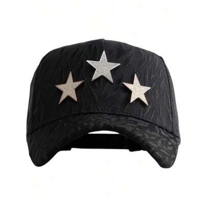 Gorra Barbas Hats rockstar x Ct  Negro Ajustable Liso tres estrellas