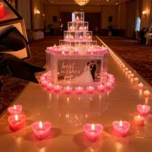 A Set Of 72/36 Heart-Shaped Pink Tea Lights, Each With A Burn Time Of Approximately 1.5 Hours, Producing No Smoke, Perfect For Occasions Like Valentine'S Day, Proposals, Weddings, And Parties. - Pink - View 7