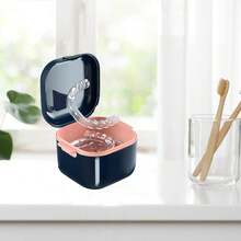 Denture Cup Retainer Case Cute Night Mouth Guard Box Holder, Storage Soak Container With Strainer Basket For Travel Cleaning, Soak Case, Travel-Friendly - Multicolor - View 7