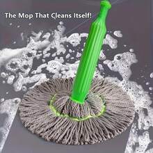 Wireless Self-Spinning Screwless Mop With Durable Plastic/Metal Handle - No Electricity Needed, Washable Mop Head For Cleaning Bedroom, Bathroom, Kitchen, Living Room And More | Modern Cleaning Tool | Powerful Stain Removal | Christmas Gift, Fun Gift, Ramadan Gift, Personalized Gift