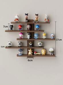 Wall-Mounted Storage Rack For Bedroom, 5-Layer Wooden Wall-Mounted Display Shelf For Figurines, Blind Boxes And Other Items, Wall Decoration And Organization Rack. - Multicolor - View 8