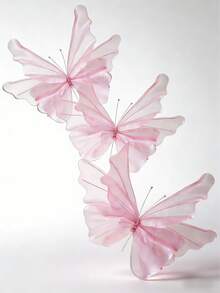 1/3pcs Silk-Like Realistic 3D Butterfly Decorations, Suitable For Photography Backdrops, Holiday Celebrations, Butterfly Themed Parties, Giant Tulle Fake Butterfly Window Displays, Outdoor Garden Decor - Multicolor - View 3