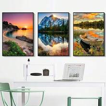 YALKIN 6 Stück Malen Nach Zahlen Erwachsene, Paint by NFUmbersss Malen Nach Zahlen, DIY Landschaft mit Pinseln und Acrylfarben Handgemalt Ölgemälde Leinwand für Home Décor, Ohne Rahmen (30x40cm)-7761 - Landschaft - Übersicht 4