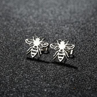 1Pair Small Bee Earrings, Stainless Steel Mini Insect Bee Earrings Are Jewelry Gifts For Women And Girls' Gatherings, Birthday And New Year Gifts