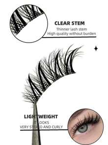 9 Pairs Half Lashes Manga Wet Lashes Tail Elongated Eyelashes Cat Eye Anime Lashes Natural Look Wispy Faux Mink Lashes 3D Short Soft False Eyelashes Clear Band Lash Extension Makeup - 黑色 - 查看 8