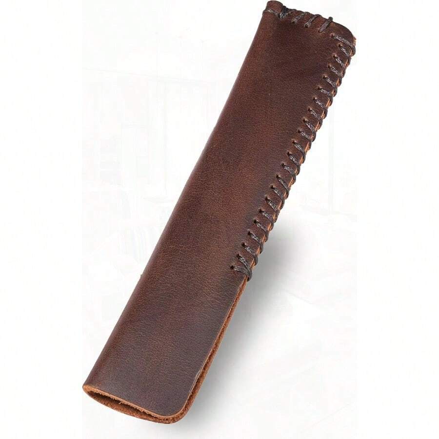 LXFF Single Pen manga funda de soporte funda de piel para 1 bolígrafo hecho a mano clásico Coffee - como en la foto - Ver 1