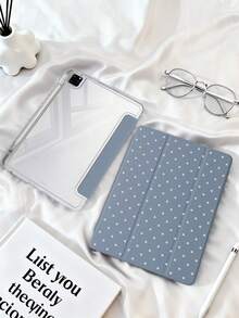 1个透明亚克力浅灰紫色波点图案平面保护壳，兼容iPad Mini 6/Mini 7/Air/Air 2/9.7/9代/10.2/10.5/Air 4/Air 5/10.9/Pro 11英寸/10代/11代(A16)/Air 11英寸(M2)-2024/Pro 11(M4) 2024，高透明度亚克力外壳，简约经典设计，产品不含触控笔，部分型号带有镜头框和三折支架，内置触控笔插槽 - 燻衣紫 - 查看 1