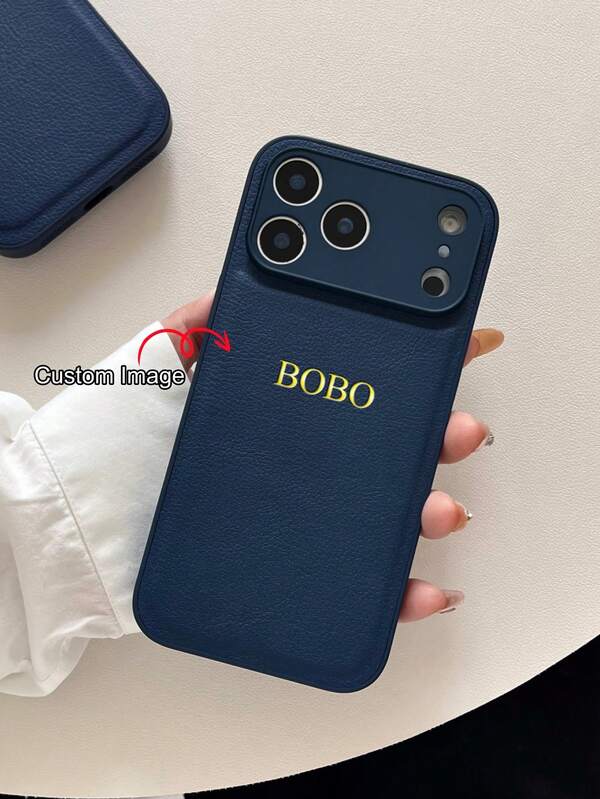 Funda de teléfono personalizada con inicial y nombre, compatible con iPhone 17/16/15/14/13 Pro Max Plus Air, cubierta protectora de cuero genuino con grano de litchi en relieve 3D, gran regalo