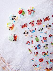 O foaie de autocolante pentru unghii de Ziua Îndrăgostiților. Autocolante colorate în stil graffiti cu model creativ de cățeluș drăguț, brad de Crăciun, skateboard, măr. Stil Y2K. Potrivit pentru arta unghiilor DIY. Autocolante decorative. Autocolante drăguțe cu desene animate. Autocolante impermeabile în stil cuplu. Unghii. - Multicolor - Vizualizare 6