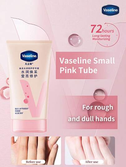  50ml Crema de manos Vaseline Radiant Glow, hidratante y iluminadora, que contiene microcritalino de Vaseline, ceramida y extractos de vitamina E, regalo perfecto para familiares y amigos, cuidado de piel seca, fórmula nutritiva, ingredientes hidratantes, hidratación profunda