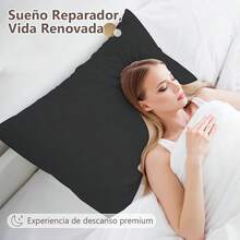 AMOROSA 2 Pieza Fundas para Almohadas Impermeable de Tela Tipo Toalla Resistentes a las Arrugas,Desvanecimiento Suave y Transpirable con Cierre de Sobre(50x80cm),Lavable Absorbente para Dormitorio Hogar y Hotel,Regreso a Clases(Sin Almohada)-Negro - Negro - Ver 7
