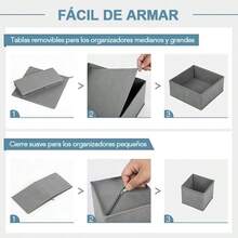 Timotech Paquete de 8 Organizadores de Cajones Plegables Cajas Organizadoras de Tela Organizadores Plegables de Armario y Divisores de Almacenamiento para Ropa Calcetines Bufandas Corbatas - Gris - Ver 5
