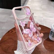 Funda de Teléfono Mariposa Rosa, Compatible con Carga Inalámbrica, Resistente a Impactos, Funda Magnética con Sensación de Piel, Compatible con iPhone 17 Pro Max/17 Air/16/15/14 Plus/13/12/11  Galaxy A56/A55/A54/A36/A35/A26/A25/A16/A15/A06/S25 Ultra/S24 FE/S23 Plus/S22, Estuche de Carga Inalámbrica, Estuche de Teléfono Minimalista, Cubierta de Inspiración Natural, Fijación Magnética Ajustada XUHF - Multicolor - Ver 11