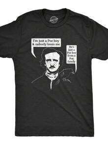 Men'S Funny Edgar Allan Poe Quote & Literary Humor T-Shirt - Vintage Gothic Graphic Tee With "I'm Just A Poe Boy" Design, Casual Round Neck Short Sleeve Shirt For Book Lovers & Poe Fans, All Sizes Available (TMB1630), Plus Size, Men Plus Size Clothing, Big And Tall Men Clothing, Big And Tall Graphic Tee, Plus Size Men Graphic Tee, Big Tall Men, Big And Tall Men Shirt, Men Plus Size, Men Big And Tall Shirt, Plus Size Men Clothes, Plus Size Men Shirt, Shirt For Men, Men T Shirt - 黑色 - 查看 6