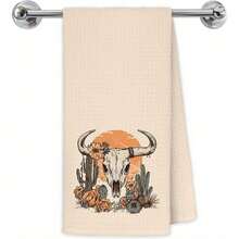 2PCS  Boho Western  Bull Skull Cactus Dish Towels  18x26 Es, Soft Polyester Kitchen Bathroom Hand Towels With Sun,, And Geometric Patterns, Machine Washable, Western Decor Towels  Bohemian Kitchen Decor  Polyester Dish Towels, Dish Towels For Kitchen 8J1A - 2pcs - View 6