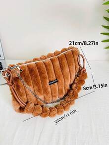 Tie Dye Plush Single Shoulder Armpit Bag, A Luxurious Women's Single Shoulder Plush Bag Square Bag That Is Charming, Elegant, Fashionable, And Elegant. It Is Suitable For Women's Daily Commuting Or Gatherings, Weddings, Dances, Dinners/Banquet Dates, And Can Be Paired With Dresses, Formal Wear, Holiday Dresses, Birthday Dresses, Casual Dresses, Yoga Dresses - 棕色 - 查看 11