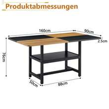 Rectangular Dining Table In Industrial Design, 160x90x76 Cm, For 4-6 People, Brown/Black, With Multifunctional Storage Shelf, For Living Room, Kitchen & Dining Area. - 黑色 - 查看 2