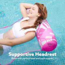 Sloosh 2 Packs Hammock Pool Floats Adults 4-in-1 Multi-Purpose Inflatable Pool Floats PVC Water Hammock Lounge Floaties - Rosa azul - Ver 2