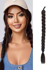 1pc Long Braided Wig, Fashion Synthetic Braided Ponytail For Women - Multicolor - View 16