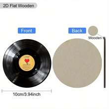 6pcs/Set Vintage Vinyl Record Design Wooden Coasters, Single-Sided Printing, Suitable For Bar, Home Party, Cafe, Office And Housewarming Gift, Home Decor, Office Supplies, Retro Style, Drink Coasters, Kitchen Accessories, Best Gift Choice, Perfect Gift For Holidays, 2D Flat, Available In 1 Set Or 31 Sets, Father's Day Gift - Black - View 5