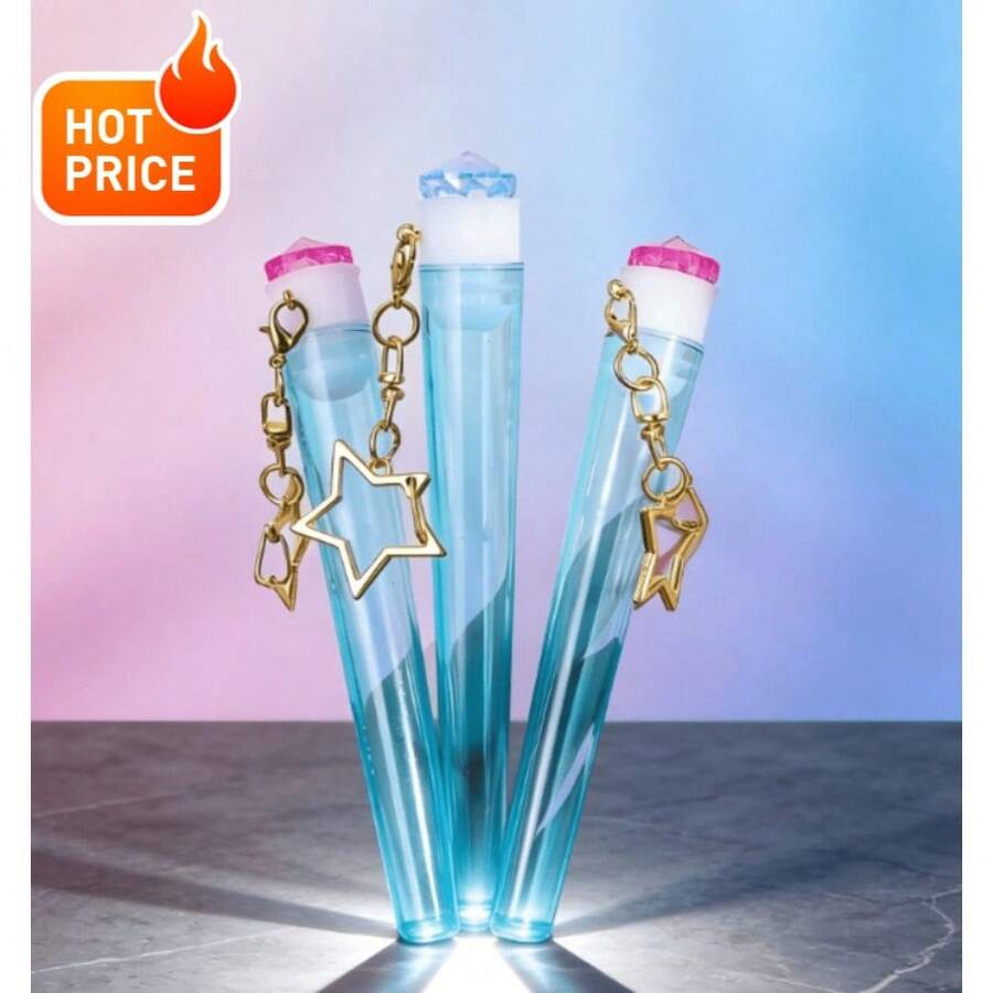 3pcs Rhinestone Decorated Star Shaped Cone Storage Tubes, Waterproof&Portable Tubes With Top Lids&Star Keychain, King Size(115mm) Colorful Cone Tubes, Moisture-Proof And Shatter-Proof Sealed Container, Suitable For Cigars And Other Items, For SmokersGift For Besties, Friends, Smokers - Màu xanh nhạt - Xem 1