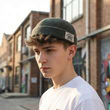 时尚休闲纯色水洗牛仔男女通用针织帽，防风针织帽，水手帽，秋冬款 - 水洗 - 查看 7