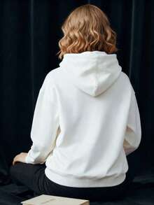 Deportes de ocio para mujeres suéter de manga larga sudadera con capucha estampada de helado de aire comprimido transporte nacional de mujeres en otoño e invierno - Blanco - Ver 2