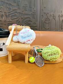 1pc Baseball & Tennis Keychain Pendant, Creative Keychain Decor, Gift For Friends, Family, Valentine's Day, Birthday, Holiday, New Year, Party Accessory - Multicolor - View 3