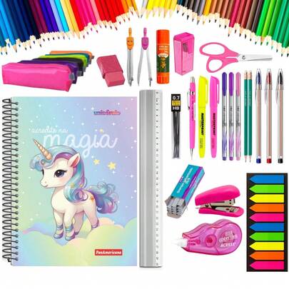 Kit Material Escolar Completo Infantil Juvenil Menina Menino Volta às Aulas Estojo Caderno Caneta Lápis Lista Completa 2026