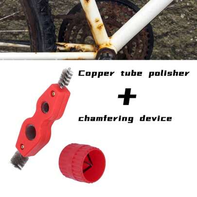 [Deburring Chamfering Tool + Dual-Head Pipe Brush] - Deburring, Internal & External Rounding Edging Tool, Pipe Exterior Cleaning Dual-Head Pipe Brush, Suitable For Pipe Cleaning And Repair