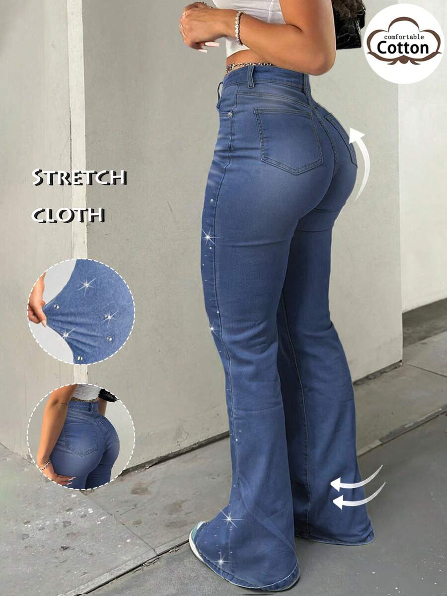 GILIPUR Quần jeans ống loe phong cách Y2K đính đá xanh dương mới dành cho nữ - Cạp cao, dáng ôm, co giãn, thanh lịch, thời trang, thoải mái, đa năng, phù hợp với phong cách đường phố, trang phục retro mùa đông và mùa xuân, cũng là món quà lý tưởng cho Ngày Valentine và Năm mới. Vẻ ngoài tinh tế nhưng vẫn thoải mái, hoàn hảo cho các sự kiện trang trọng, bữa tối thân mật và các buổi hòa nhạc.