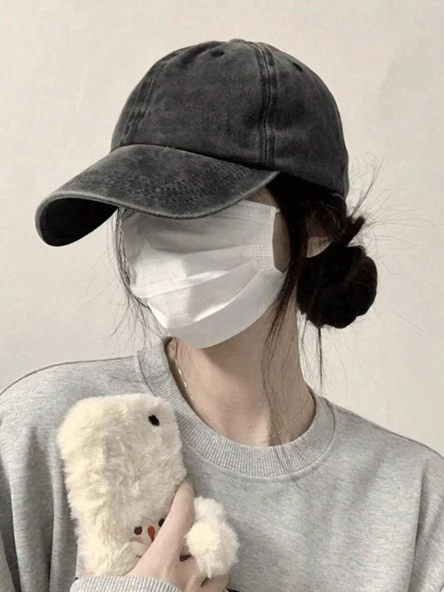 Vintage Distressed Denim Baseball Cap For Women Adjustable Baseball Cap For Men, British Style Frayed Brim Sun Protection Breathable - Baseball Cap - View 1