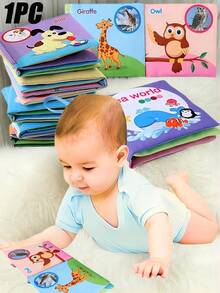 1 pieza/5 piezas Libro de tela bilingüe para niños pequeños, aprendizaje de palabras en inglés sobre animales de la vida cotidiana y educación temprana, juego interactivo entre padres e hijos, regalo educativo cognitivo temprano para bebés - Multicolor - Ver 3