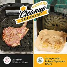 Air Fryer Liners For  Foodi Dual 125Pcs Disposable Parchment Paper For  DZ201 DZ401 Instant Pot Vortex Plus PowerXL Vortex Non-Stick And Oil Proof For Easy Cleanup By Baker's Signature - 8.6吋 x 5.5吋 矩形 + 250 - 查看 3