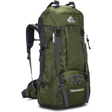 Bseash 60L Waterproof Hiking Camping Backpack With Rain Cover Large Outdoor Sport Travel Daypack Rucksack For Climbing - 軍綠色 - 查看 1