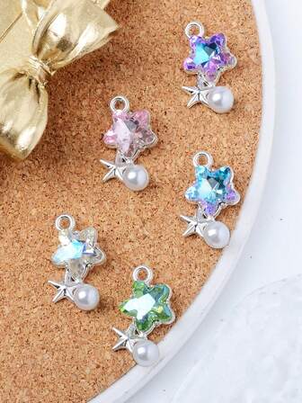 5 piezas de dijes de aleación con forma de pentágono de colores, accesorios de joyería DIY adecuados para uso diario de mujeres