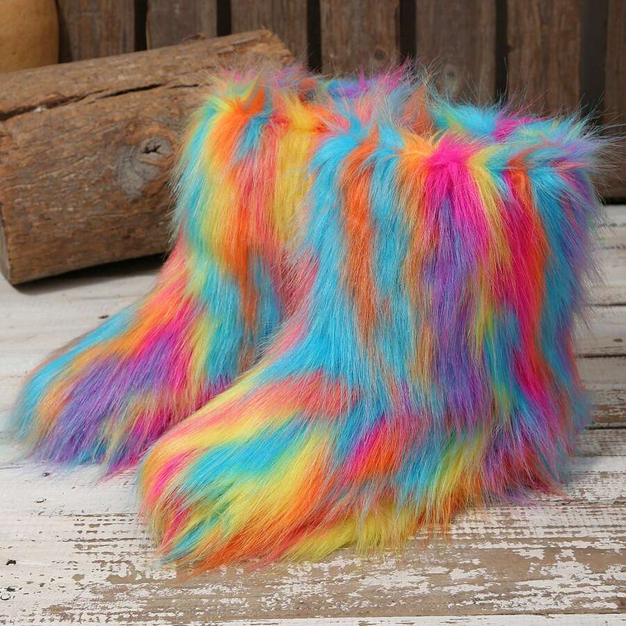 Women Boots Warm Over Knee Design Brown Winter Ready - Rainbow Colors - View 1